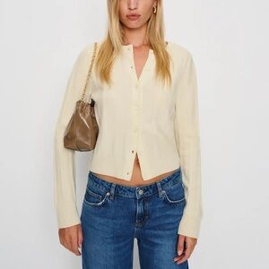 NWT Reformation Hannah Regenerative Wool Cardigan Lemon Icing